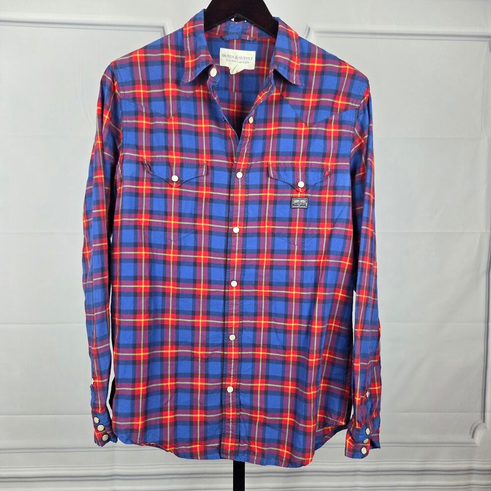Denim & Supply Ralph Lauren Plaid Western Pearl Snap Shirt Men’s Medium